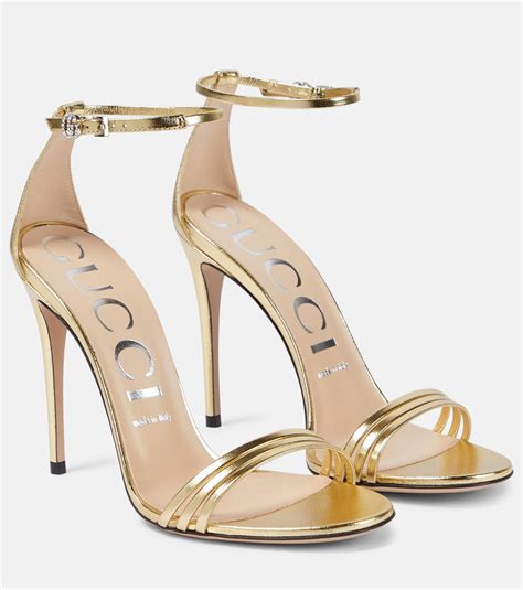 gucci two-tone metallic leather sandals|Gucci sandal outlet.